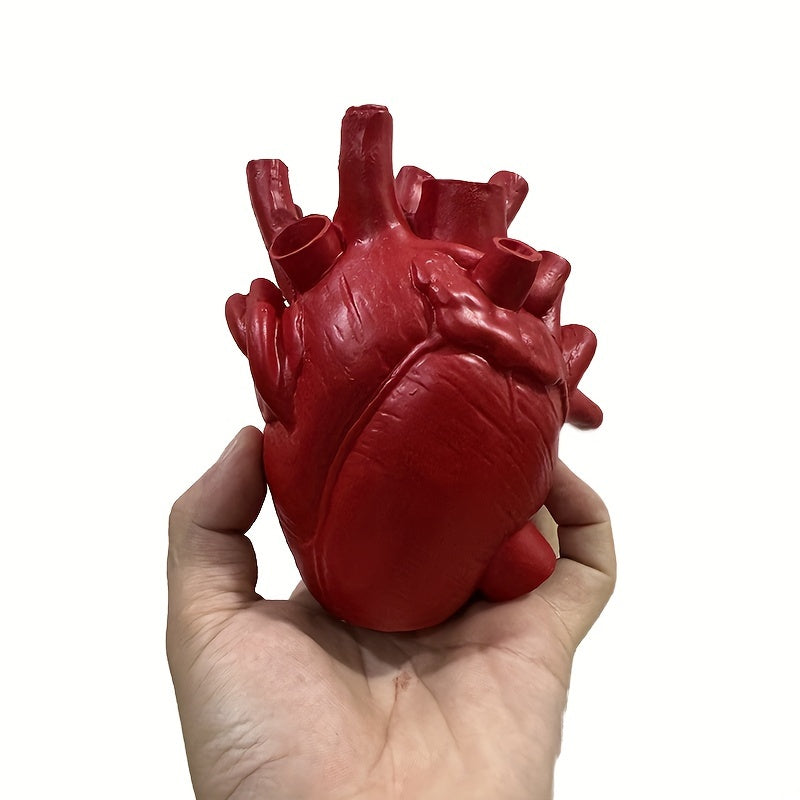 1pc Anatomical Heart Vase For Flowers, Resin Heart Shape Vases For Flowers, Heart Sculptures Desktop Ornament For Home Shelf Table Centerpieces