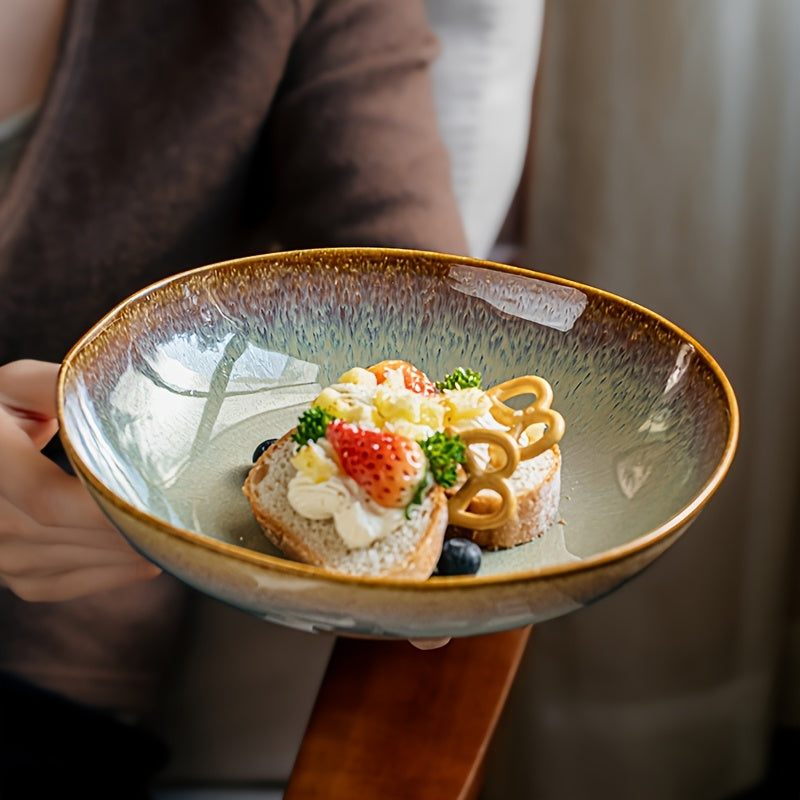 Flaming Color Asymmetrical Ceramic Plate (8") – Artistic Salad & Entrée Plate