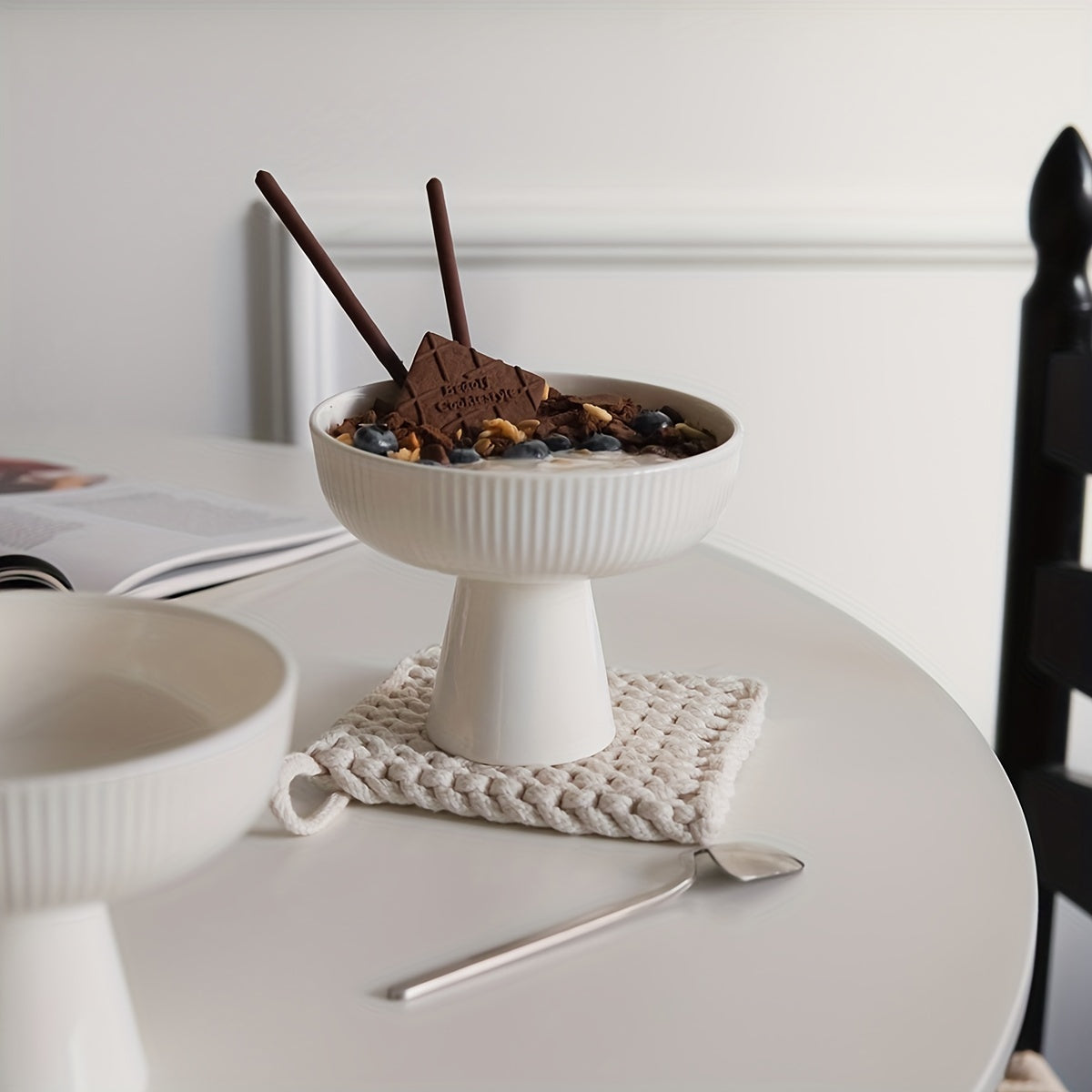 Handcrafted Ceramic Yogurt Bowl (1 Piece) – High-Leg Dessert & Breakfast Cup