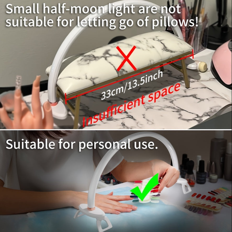 1pc Aluminum Alloy 3 Color Temperatures Dimmable Half-Moon Desk Lamp - USB-Powered Arch Light with Polished Finish for Nail Art, Crafts, Reading & Nightstand Use, Craft Lighting | Sleek Design | Adjustable Brightness, Desk La