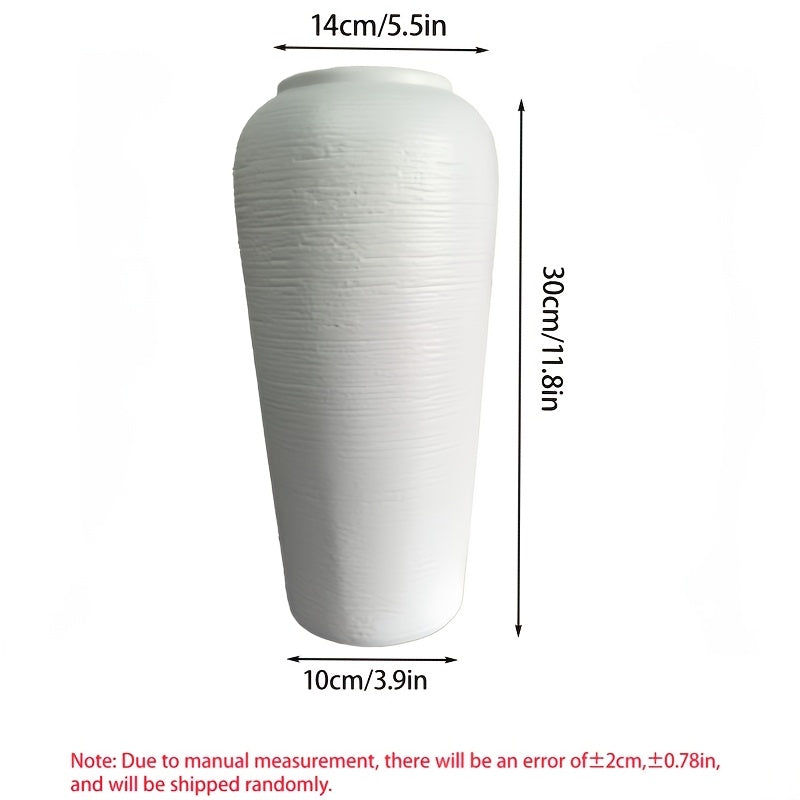 Modern Bohemian Minimalist Hard Plastic Vase - Cylindrical Ceramic-Suitable for (Compatible with) Flower Arrangements, Elegant Tall Plain Vase for Wedding, Home, Office, Decor - Durable Decorative Container