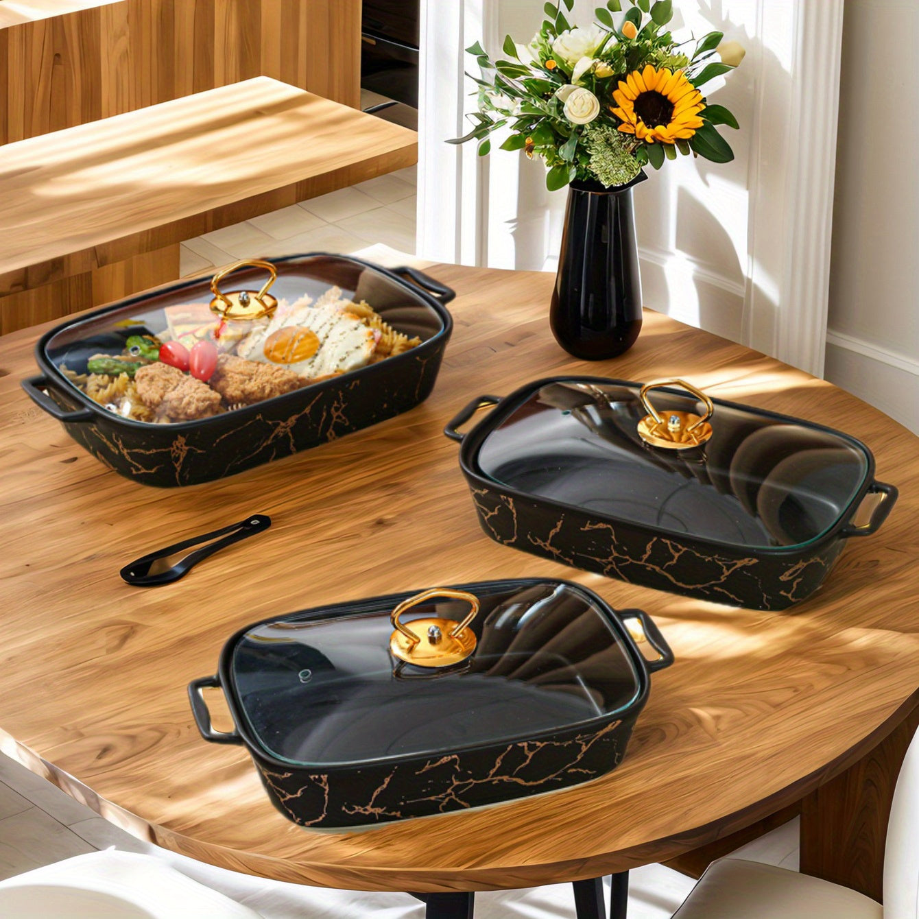 [Ceramic Cooking & Serving Set (1 Set) – Oven-to-Table Baking Pan & Serving Dish