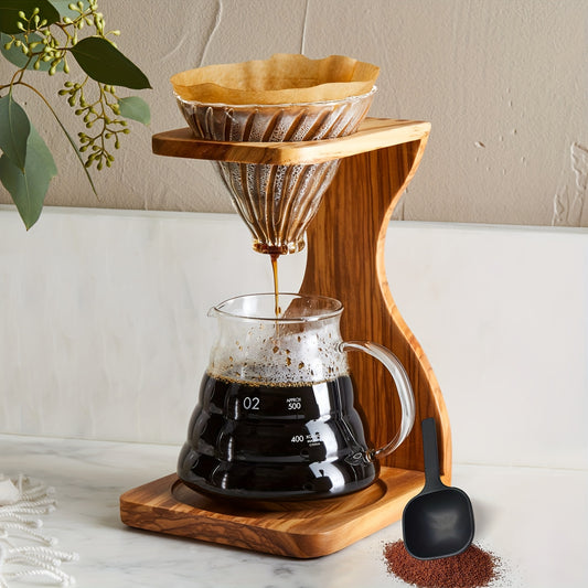 Heat-resistant high borosilicate glass coffee pot three-piece set, with detachable handle filter cup, transparent drip coffee pot, suitable for hand-brewed coffee, ideal choice for home, office, cafe, available in three sizes