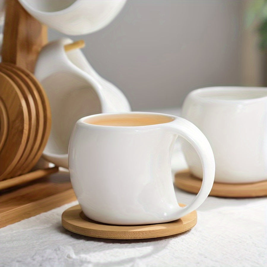 [Coffee and Saucer] Concentrated Coffee and Saucer with Handle, Suitable for Coffee Drinks, Latte, Cappuccino, Mocha, 4oz Coffee, Ideal for Cafes and Parties, White