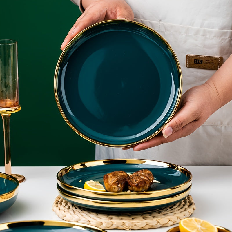 Luxury Ceramic Plate Set (3-Piece) – Pasta, Snack & Steak Serving Plates