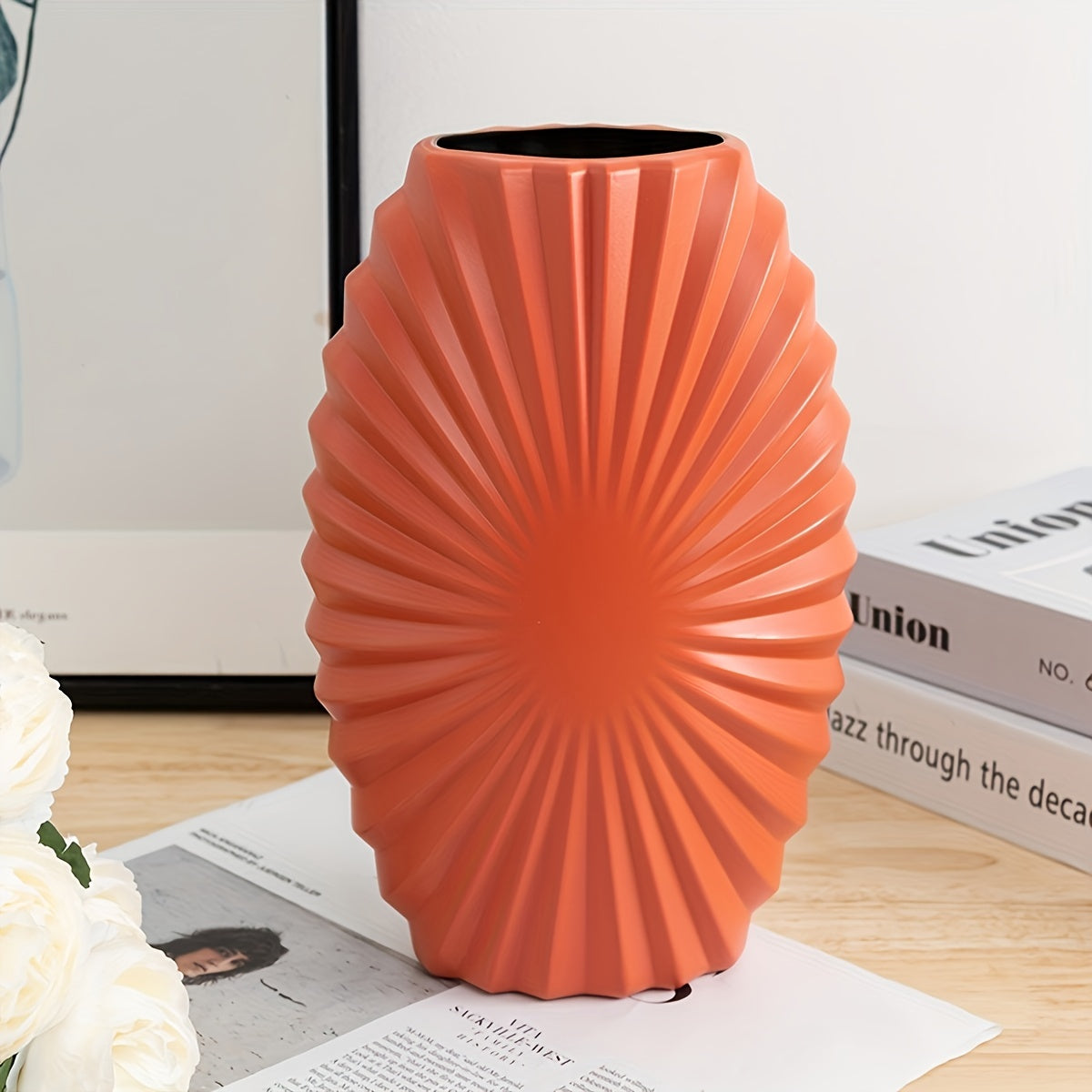 1pc Large Sunflower Vase, Nordic Style Plastic Flower Vessel in Red, Teal Blue, and White - Ideal for Home Office Decor, Wedding Supplies & Gifts, Modern Floral Arrangement, Vases for Flowers