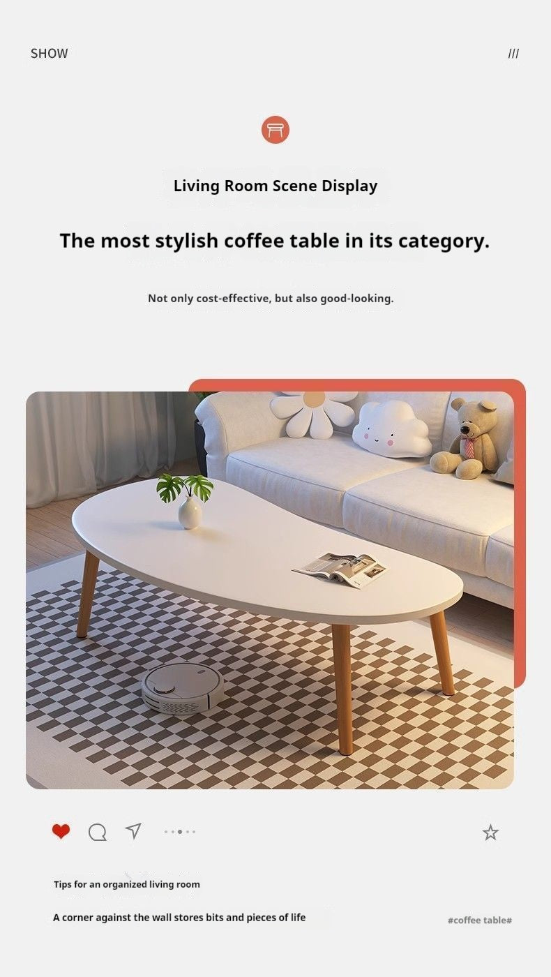 Minimalist Solid Wood Coffee Table – Natural Wood Grain Center Table