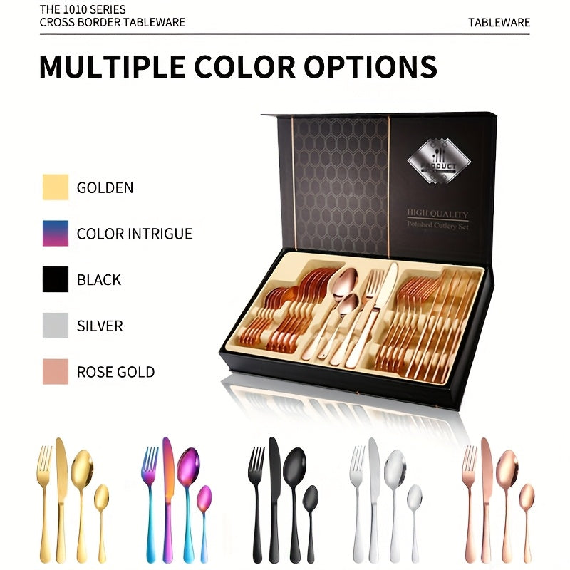 Black Silverware Set, 6-person Stainless Steel Cutlery Set, Kitchen Dining Gift Set Including Knife, Fork, And Spoon, Suitable For Home, Weddings, And Restaurants.