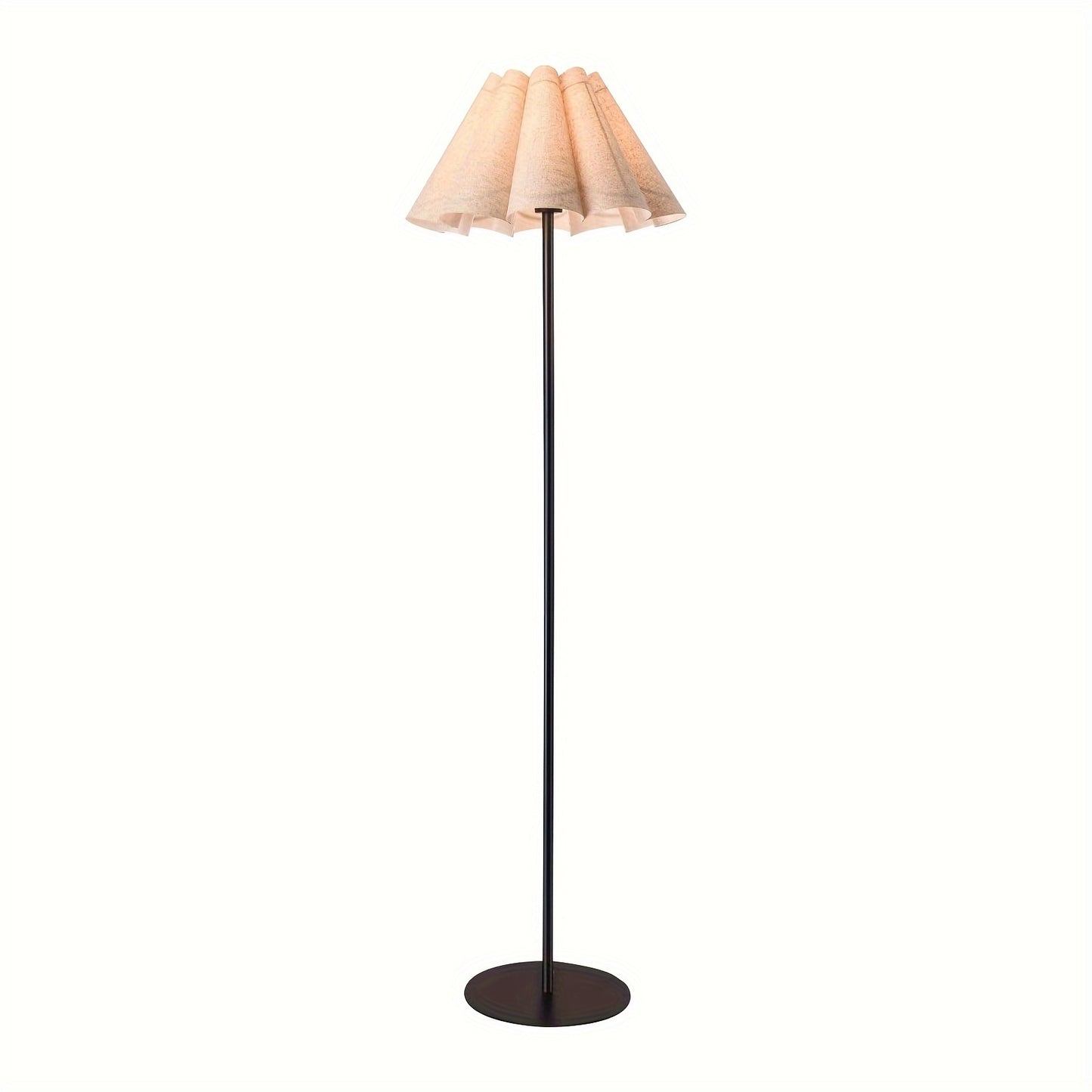 KUNJOULAM Modern Floor Lamp, Black Pole Floor Lamps, Simple Design Tall Lamp With Beige Lampshade, Standing Lamp For Living Room, Bedroom, Office, Home (Without Bulb)