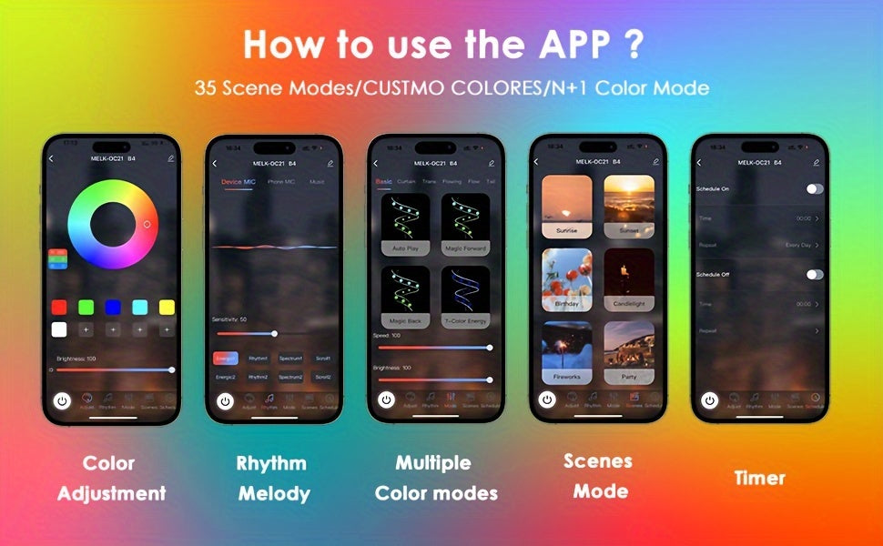 Modern Smart Bedside Table Lamps - Set of 2, 24" Tall, Brown, APP Remote Control, Music Sync for Bedroom & Farmhouse Living Room Decor