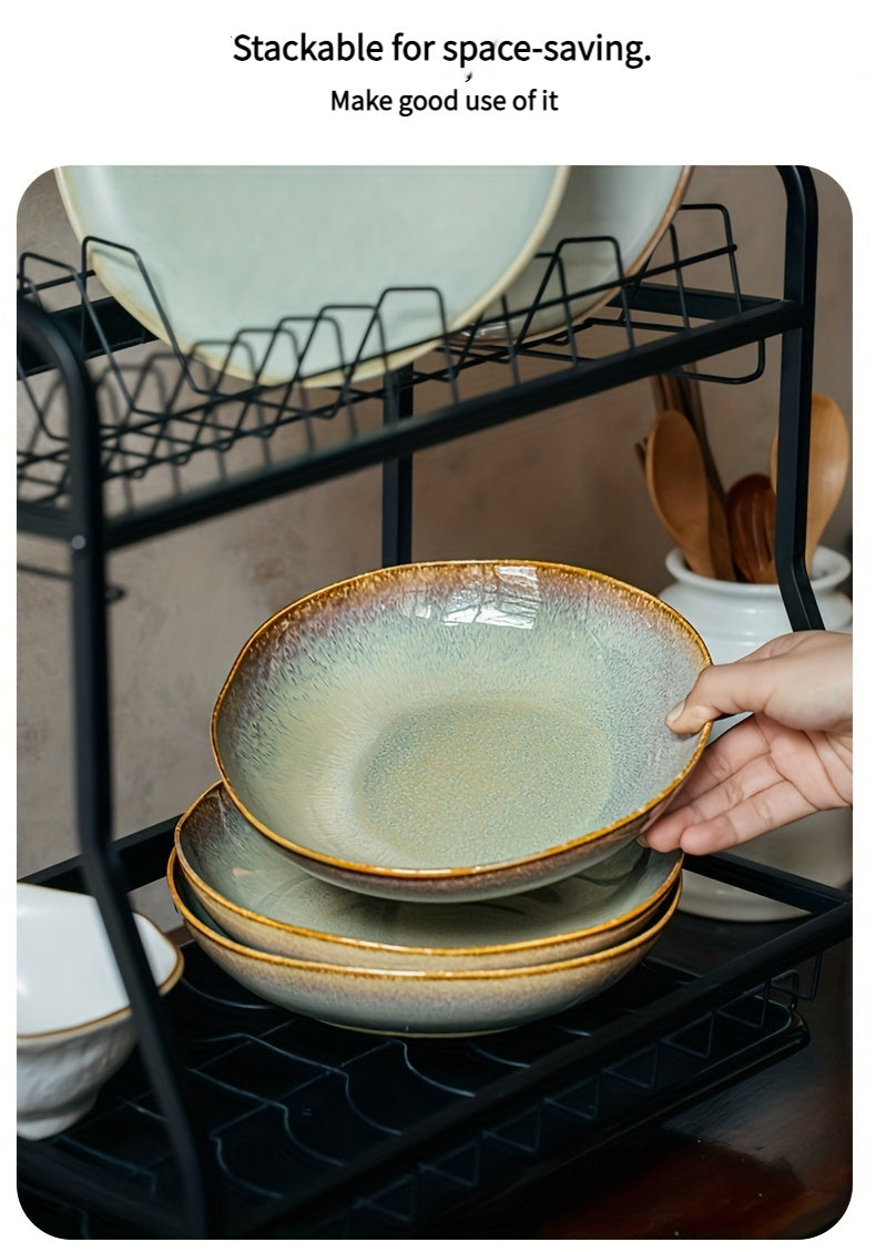 Flaming Color Asymmetrical Ceramic Plate (8") – Artistic Salad & Entrée Plate