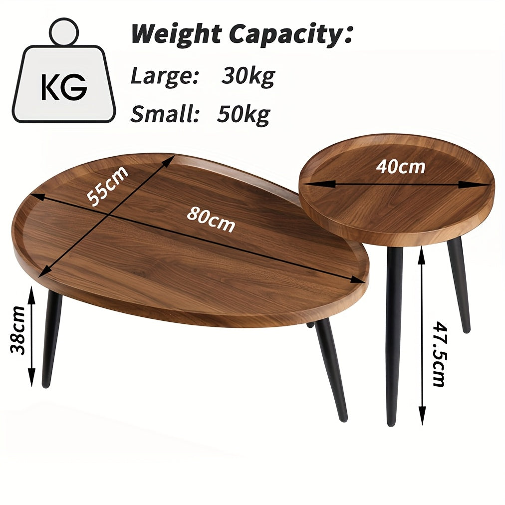 Nesting Coffee Table Set (2-Piece) – Round & Oval Side Tables