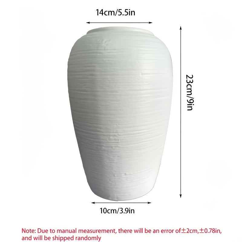 Modern Bohemian Minimalist Hard Plastic Vase - Cylindrical Ceramic-Suitable for (Compatible with) Flower Arrangements, Elegant Tall Plain Vase for Wedding, Home, Office, Decor - Durable Decorative Container