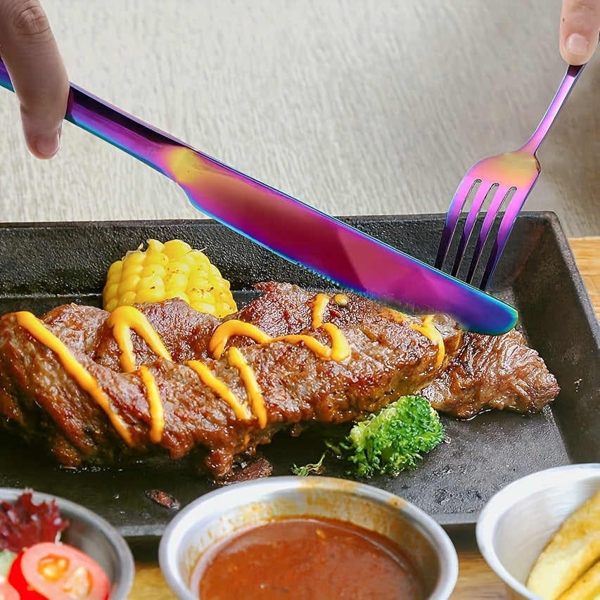 Black Silverware Set, 6-person Stainless Steel Cutlery Set, Kitchen Dining Gift Set Including Knife, Fork, And Spoon, Suitable For Home, Weddings, And Restaurants.