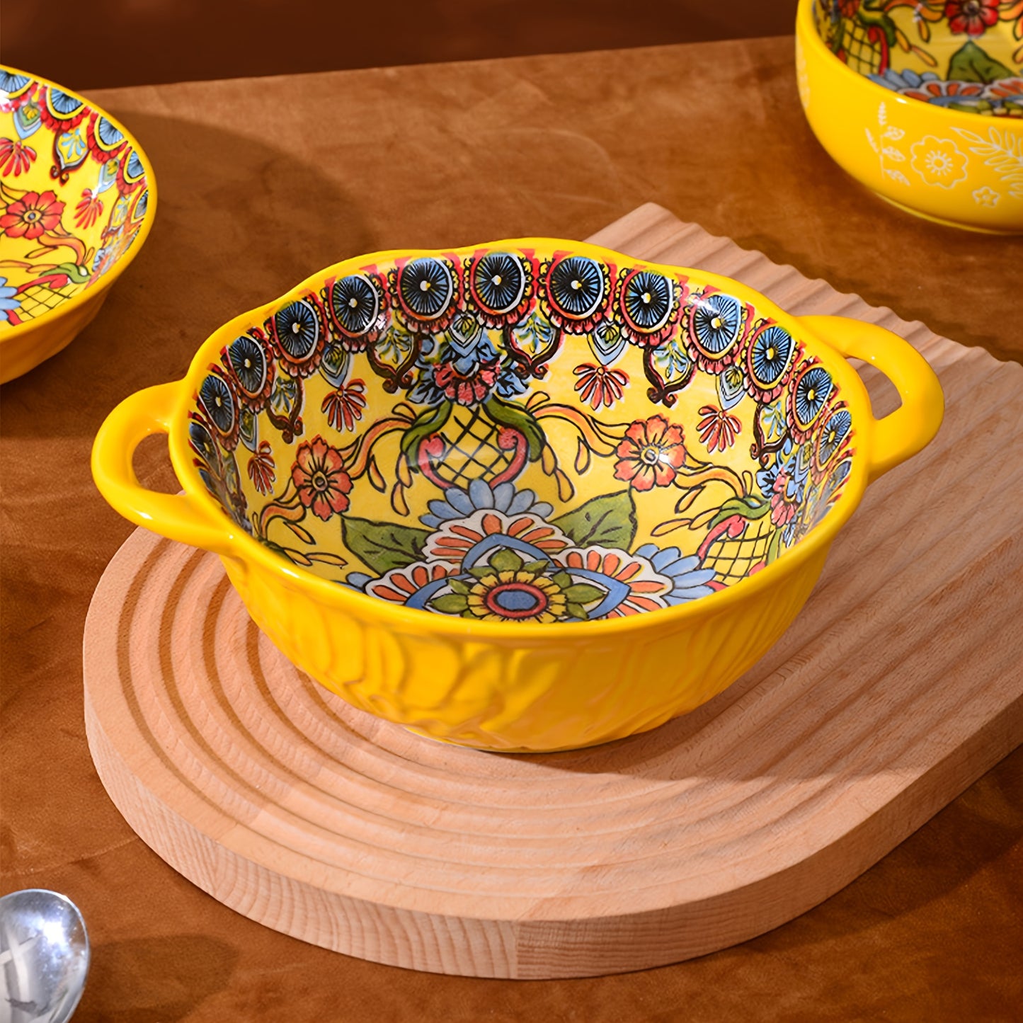 Bohemian Yellow Ceramic Dinnerware Set (6 / 8 Pieces) – Microwave, Oven & Dishwasher Safe
