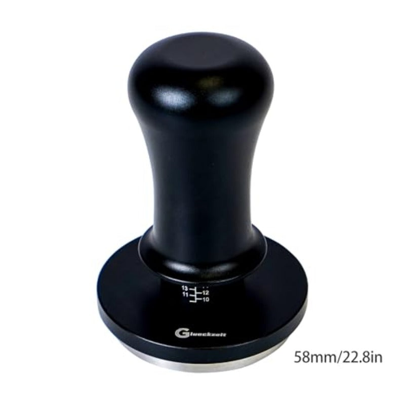 58.35Mm Glueckzeit Espresso Tamper For Breville | 30Lb Calibrated 2-Spring Loaded Coffee Tamper With Stand And Ripple Base - Black