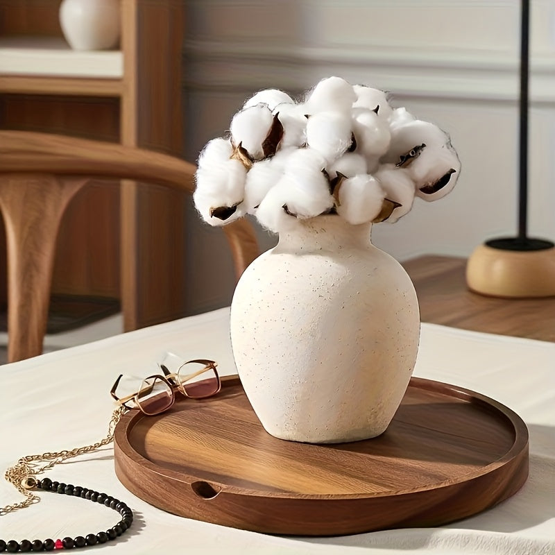 Handcrafted Boho Ceramic Vase | Cylindrical Shape with Unique Texture, White Inner Wall, Versatile for Wedding Decor, Living Room, and Bathroom, Ideal for Fresh and Dried Flowers