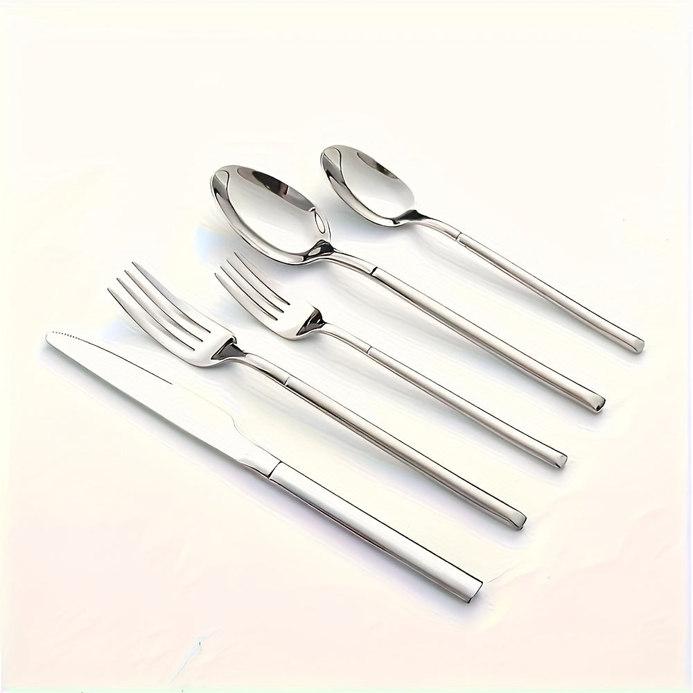 30pcs Silverware Set Service for 6, Premium Stainless Steel & Mirror Polished Flatware Set, Include Fork, Knife, Spoon, Suitable for Home, Kitchen, Restaurant, Durable and Corrosion Resistant, Dishwasher Safe