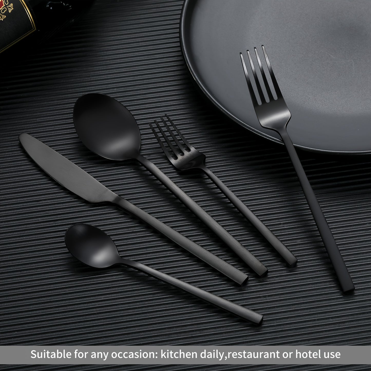20pcs Black Luxury Rectangular Handle Cutlery Set, Durable Matte Stainless Steel Flatware Set, Dishwasher Safe, for 4, Perfect for Home, Restaurant, Hotel, Party, And Wedding Occasions, for Friends, Family, Teachers, Partners