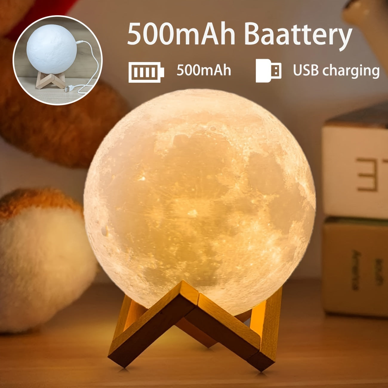 Moon Lights 128 Colors Lights Desk Lamp Birthday Gifts Fashion Wedding Gifts for Mom Anniversary Gifts Christmas Halloween New Year Base Two Ways to Control with Remote And Touch Rechargeable Night Lights Dimmable Bedroom Lig