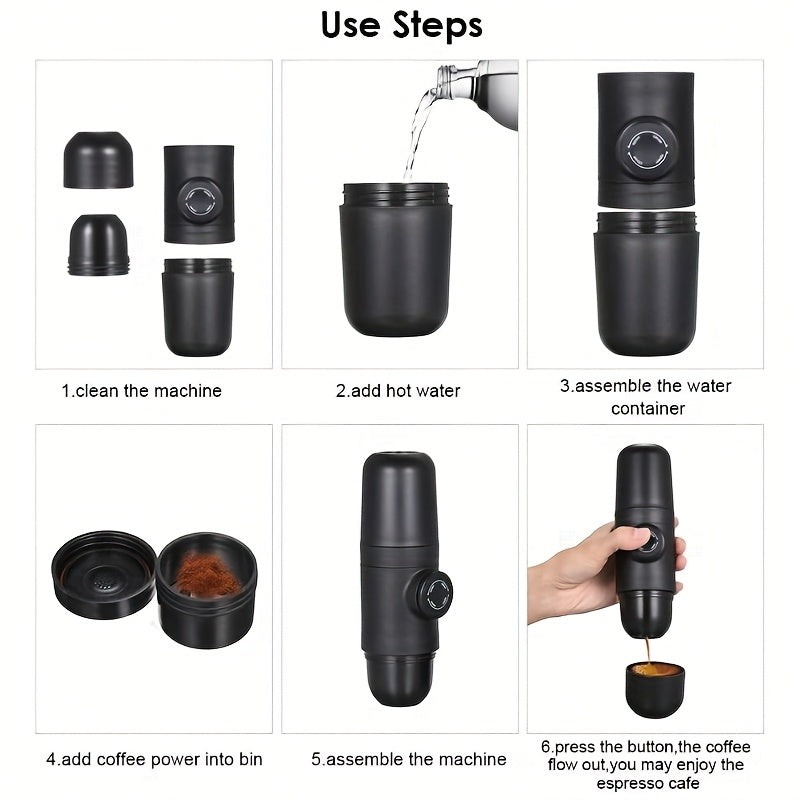 Portable Espresso Machine | Capsule Design, Easy to Carry, Travel Coffee Machine, Manual Operation, Easy to Clean, Plastic, Modern Style, <33.81oz Capacity, No Electricity Needed