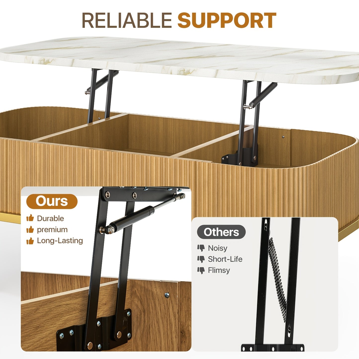 Lift-Top Coffee Table – Modern Oval Center Table with Storage (Walnut & Black)