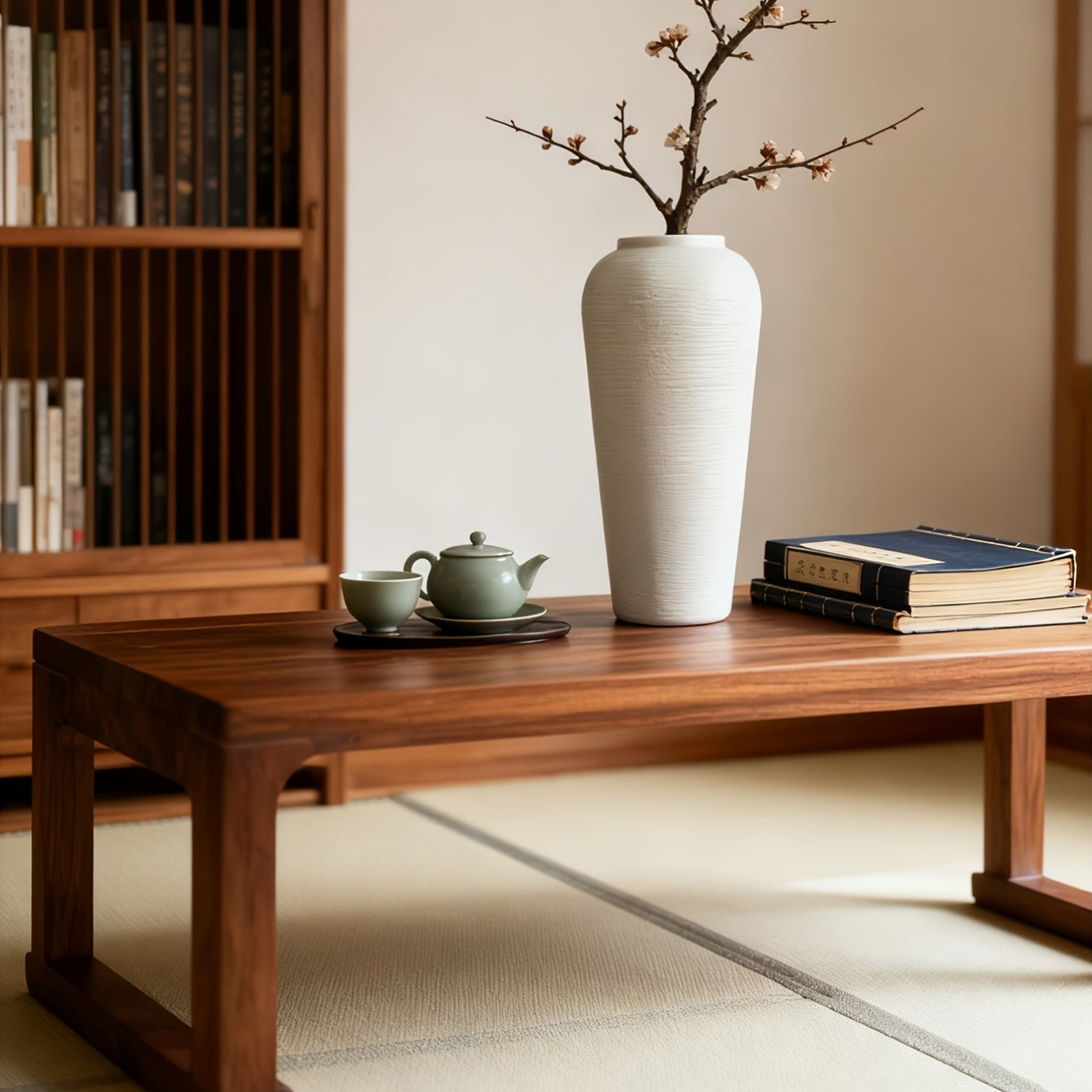 Modern Bohemian Minimalist Hard Plastic Vase - Cylindrical Ceramic-Suitable for (Compatible with) Flower Arrangements, Elegant Tall Plain Vase for Wedding, Home, Office, Decor - Durable Decorative Container