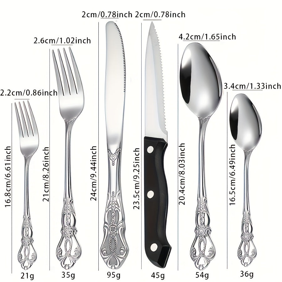 36pcs Premium Stainless Steel Cutlery Set - Shiny Finish, Dishwasher Safe Utensils for 6 - Ideal Present for Housewarming, Weddings, Christmas, Thanksgiving, And Valentine'S Day