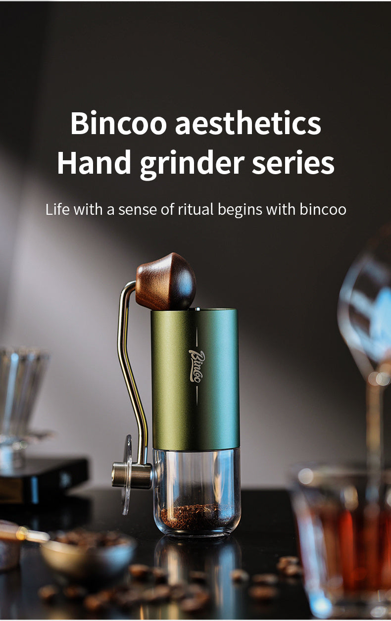 Bincoo Phantom Series Manual Coffee Grinder Featuring 6 Star Steel Burrs, a Portable Hand Crank Mill with Adjustable Grind Settings Suitable for Espresso, Pour Over, French Press, And Drip Coffee, Ideal for Home, Travel, Camp