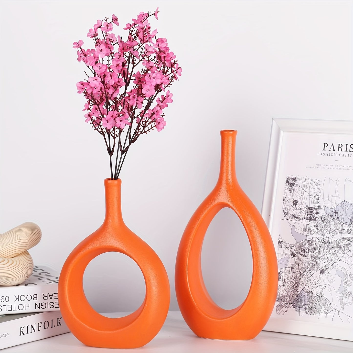 Set of 2 Ceramic Vases for Home Decor, Perfect for Flowers, Weddings, and Centerpieces - Ideal for Living Room, Kitchen, Bathroom, and Office Tables