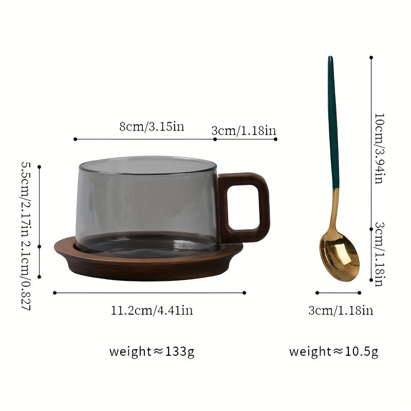 Hot Selling New American Style Coffee Cup Set, High-Quality Transparent Borosilicate Glass Latte Mug, Niche High-End Aesthetic