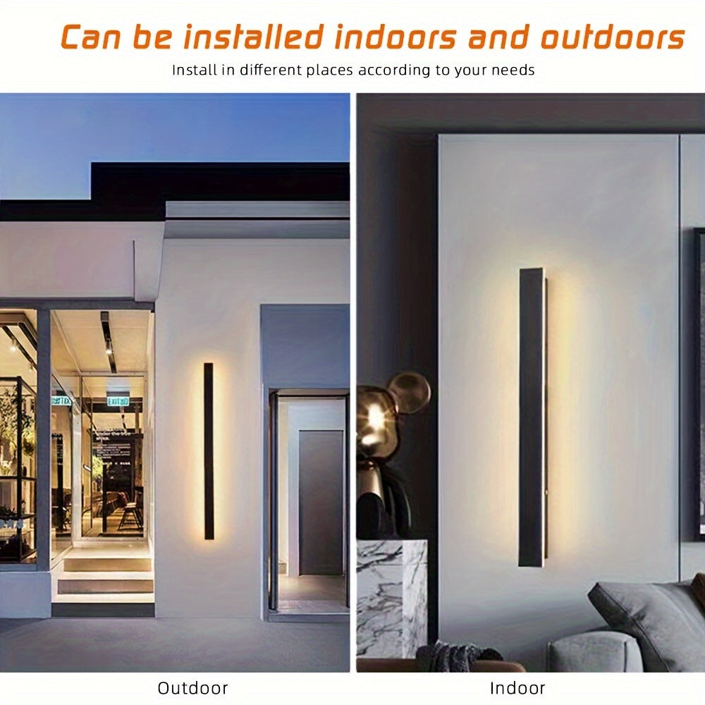 1pc Modern Garden Pattern Wall Lamp, Waterproof Long Wall Lamp Outdoor, Simple High-end Wall Lamp, Lamps Can Be Used For Outdoor Corridors, Balconies, Courtyards, Aisles, Exterior Walls, Staircase Lights