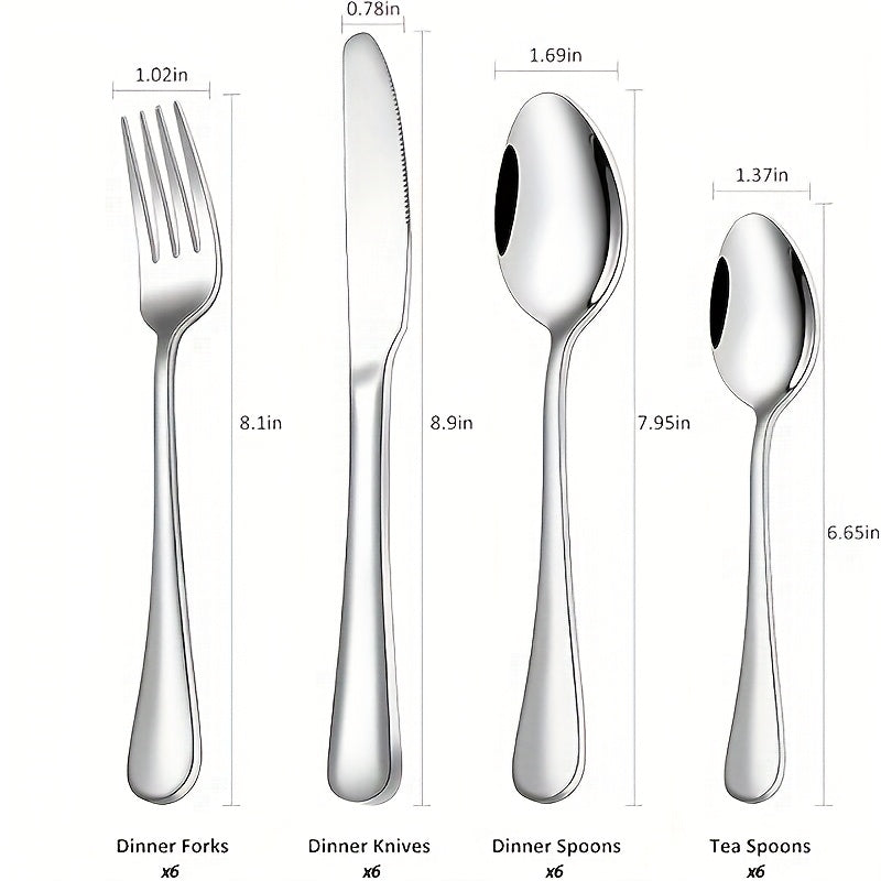 Black Silverware Set, 6-person Stainless Steel Cutlery Set, Kitchen Dining Gift Set Including Knife, Fork, And Spoon, Suitable For Home, Weddings, And Restaurants.