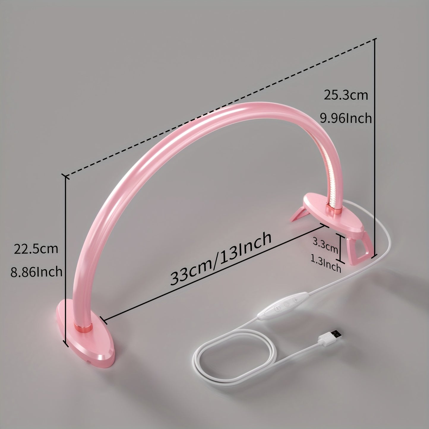 1pc Aluminum Alloy 3 Color Temperatures Dimmable Half-Moon Desk Lamp - USB-Powered Arch Light with Polished Finish for Nail Art, Crafts, Reading & Nightstand Use, Craft Lighting | Sleek Design | Adjustable Brightness, Desk La