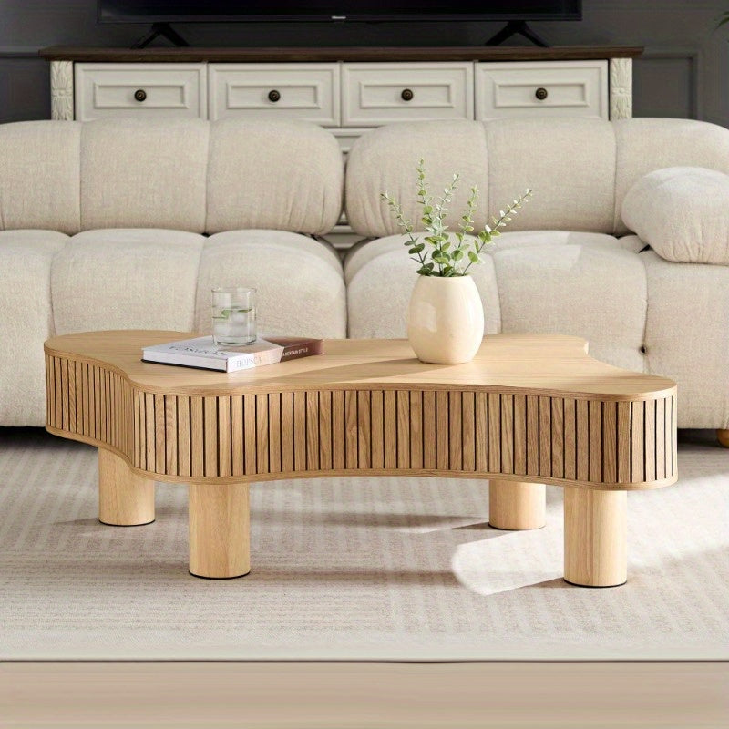 Modern Drum Coffee Table – Handcrafted Irregular Pedestal Center Table
