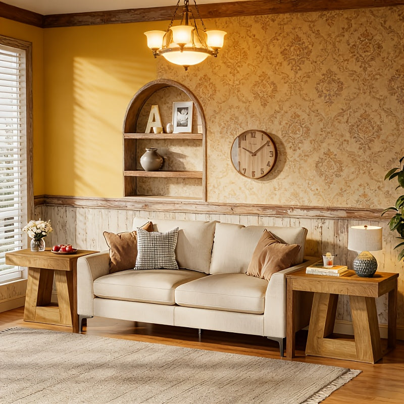 24” Wooden Side Table – Double-Layer Narrow Farmhouse Accent Table