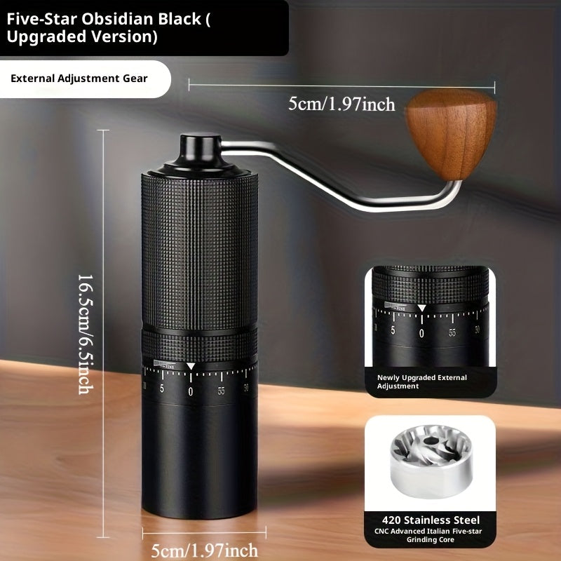 Hand Cranked Coffee Grinder with Adjustable Grind Settings - Heavy-Duty & Burr Mill, Portable Manual Operation for Espresso, French Press, Camping, Use - Durable Coffee Bean Grinder for fresh brew on the