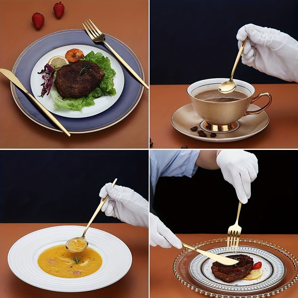 30pcs Portuguese Stainless Steel Flatware Set - Mirror Polish Heavy-Duty 410 Cutlery Suitable for, Weddings, Catering, Dishwasher Safe Utensils for Banquets, Parties, Hotels, Cafes - Elegant Tableware Gift for Events & Birthd