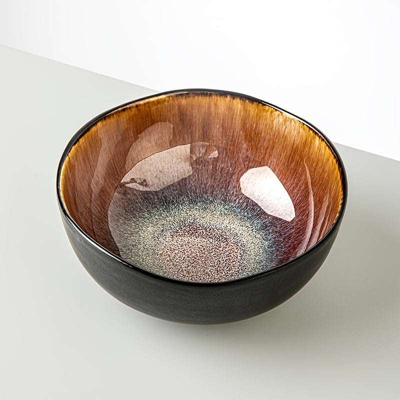 Brown Flame Glaze Ceramic Dinnerware Set (12-Piece) – Modern Plates & Bowls for 4