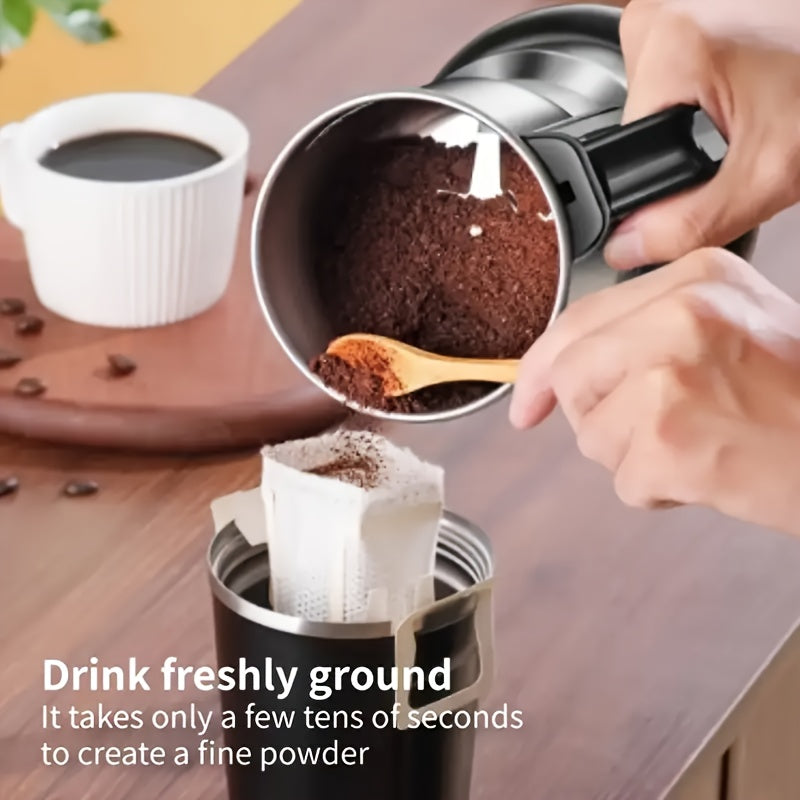 1pc Electric Coffee & Grain Grinder with High-Speed Motor (2500 RPM) & Heavy-Duty Stainless Steel - Fast Grinding for Espresso, Coffee Beans, Tea Nuggets, Spices - Suitable for Home Brewing, Modern Kitchen Appliance