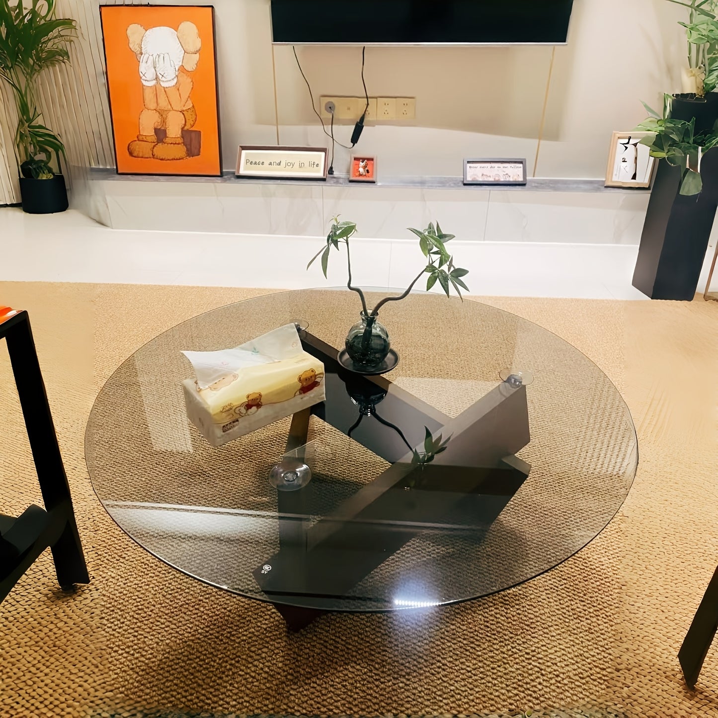 Modern Glass Top Coffee Table – Walnut Frame Center Table
