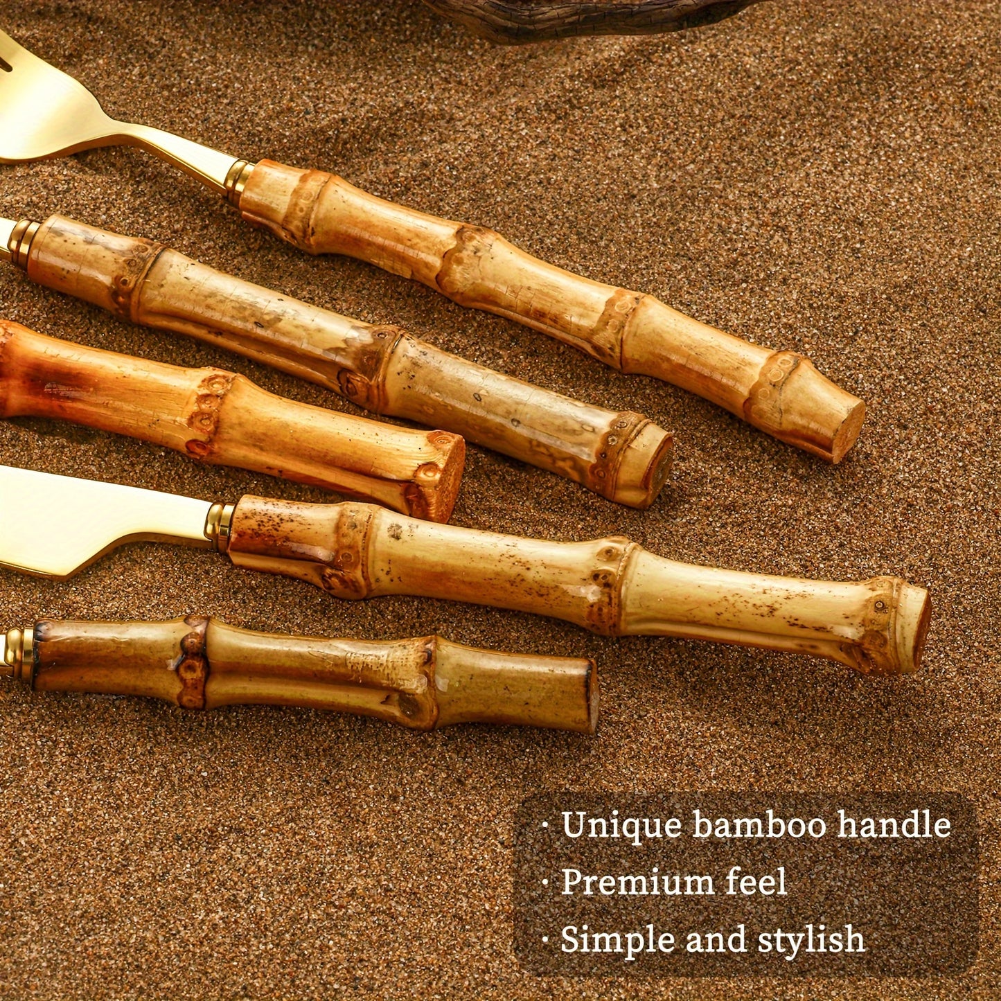 20pcs Bamboo-Handled Stainless Steel Flatware Set: Perfect for Outdoor, Everyday Use, and Gatherings - Suitable for 4 People - Dishwasher Safe - Ideal Wedding, Thanksgiving, Christmas, Valentine's Day, Eid Al-Fitr (Ramadan) G