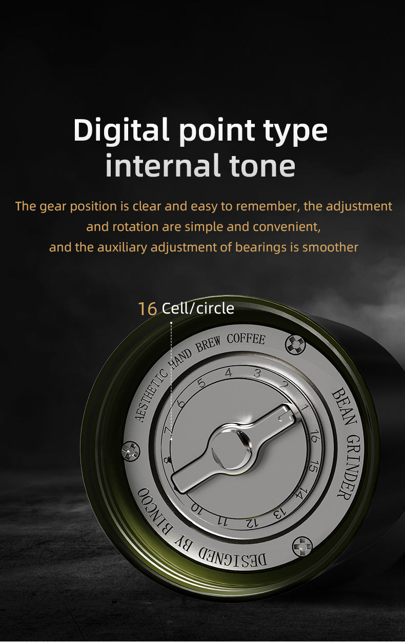 Bincoo Phantom Series Manual Coffee Grinder Featuring 6 Star Steel Burrs, a Portable Hand Crank Mill with Adjustable Grind Settings Suitable for Espresso, Pour Over, French Press, And Drip Coffee, Ideal for Home, Travel, Camp