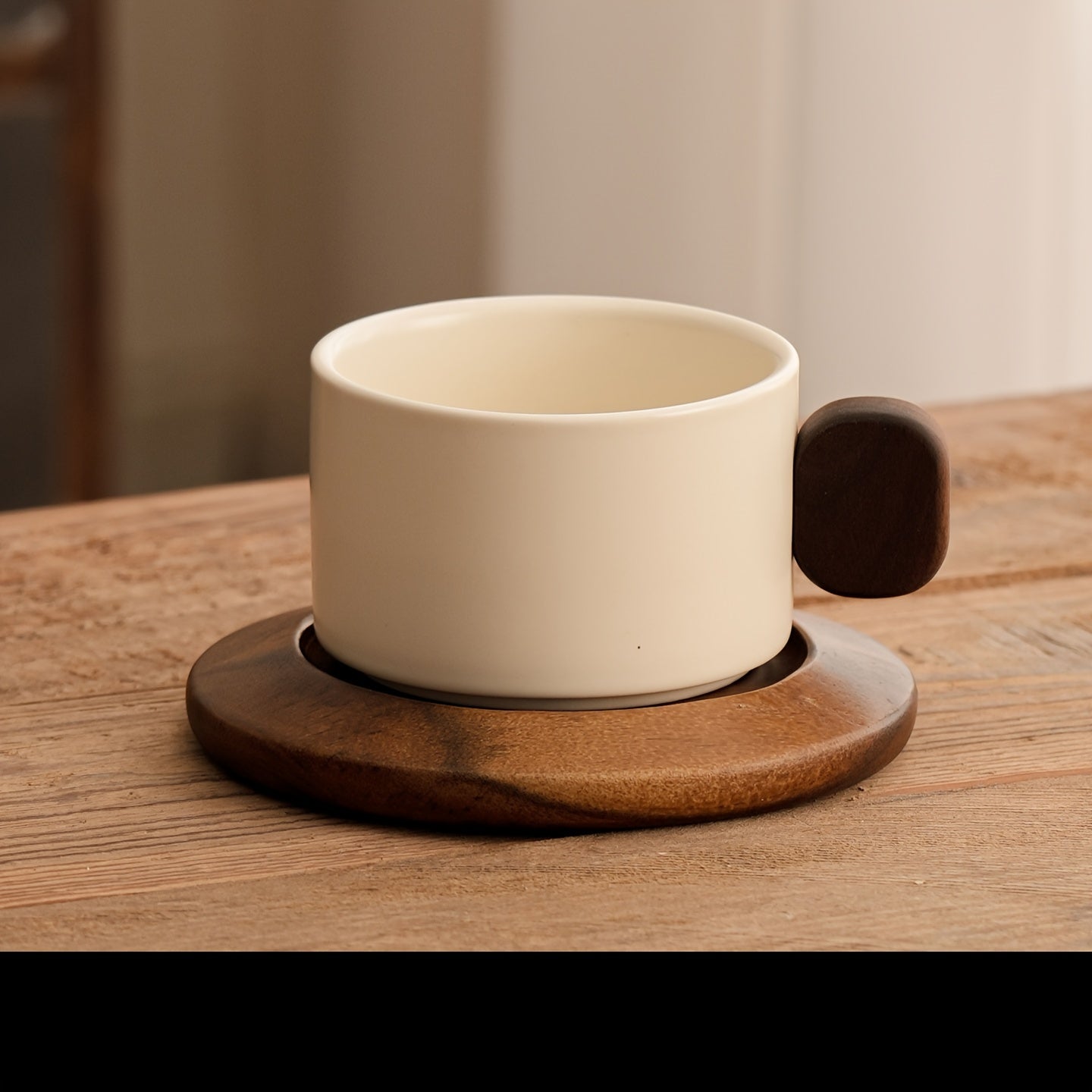 1 Set 250ml Milky White Ceramic Coffee Cup and Saucer Set/Classic Straight Design/Heat-Resistant Handmade Coffee Cup/Mug/Latte Art Cup/Suitable for Coffee Art/Tea Cup/for Home/Cafes/Gifting