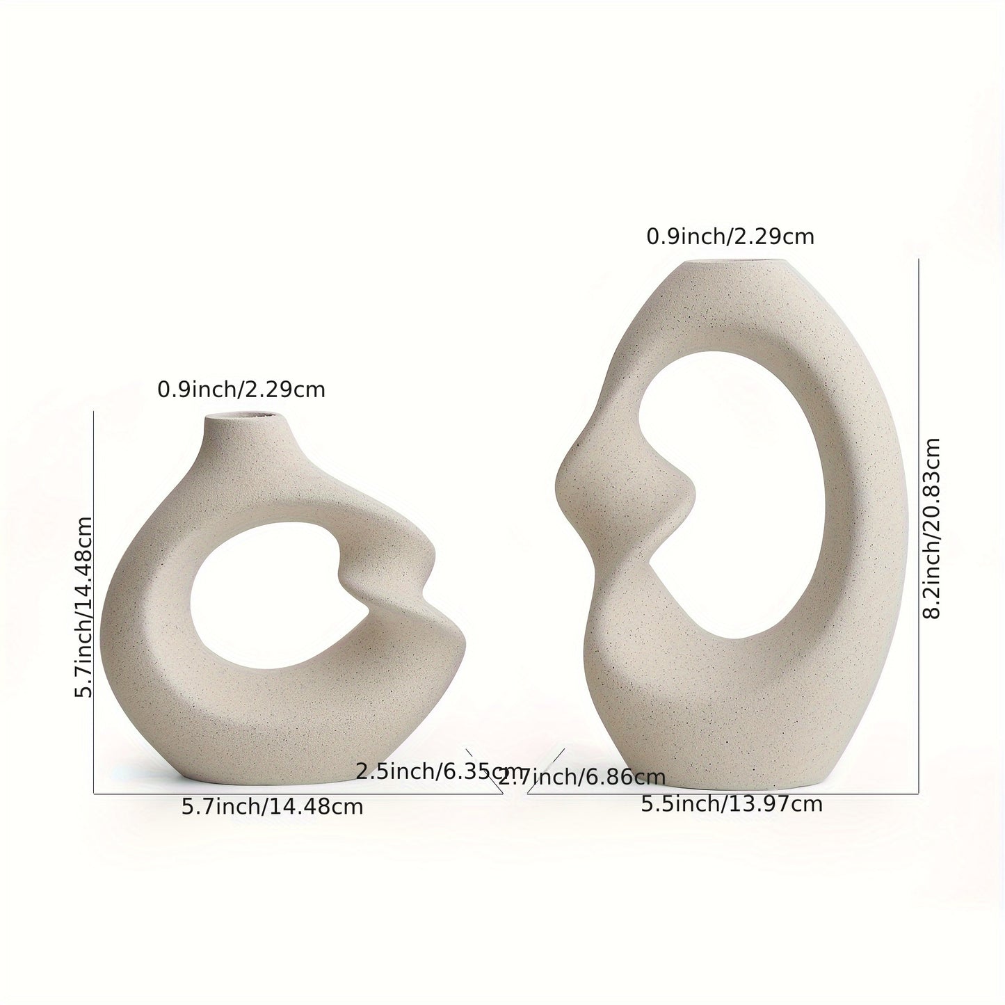 Set of 2 Ceramic Vases for Modern Home Decor - Matte Finish Pampas Flower Vases - Minimalist Nordic Boho Style - Perfect for Weddings, Parties, Living Rooms, Offices, and Bedrooms - Great Gift Idea