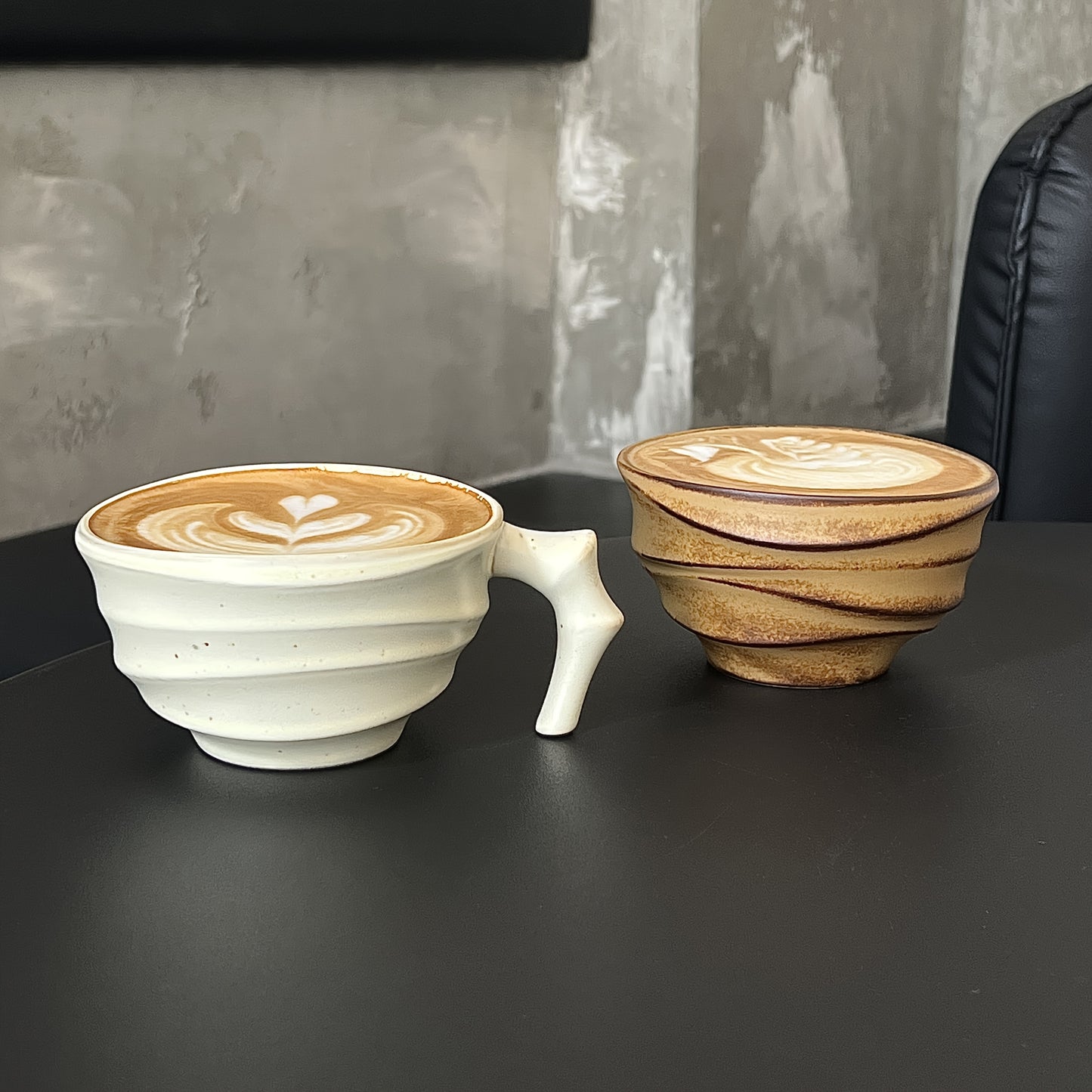 [Vintage Ceramic Coffee Cup] Vintage Rustic Ceramic Bamboo-Section Coffee Cup | Kiln-Altered Handheld Mug, Creative Unique-Shaped Latte Art Mug