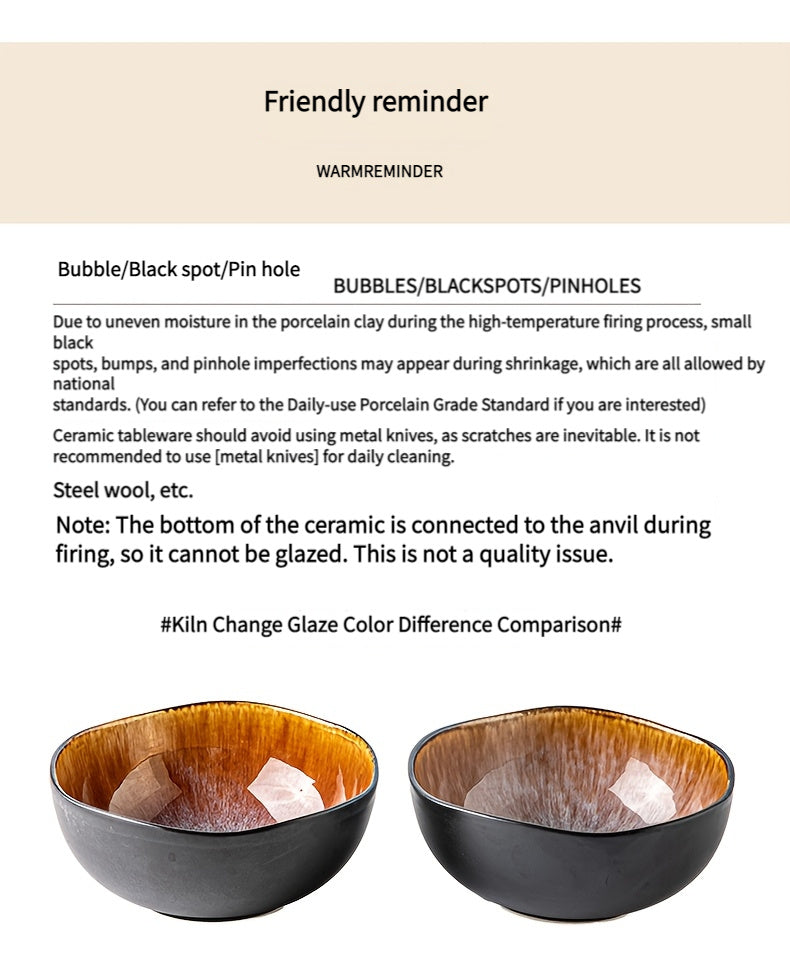 Brown Flame Glaze Ceramic Dinnerware Set (12-Piece) – Modern Plates & Bowls for 4