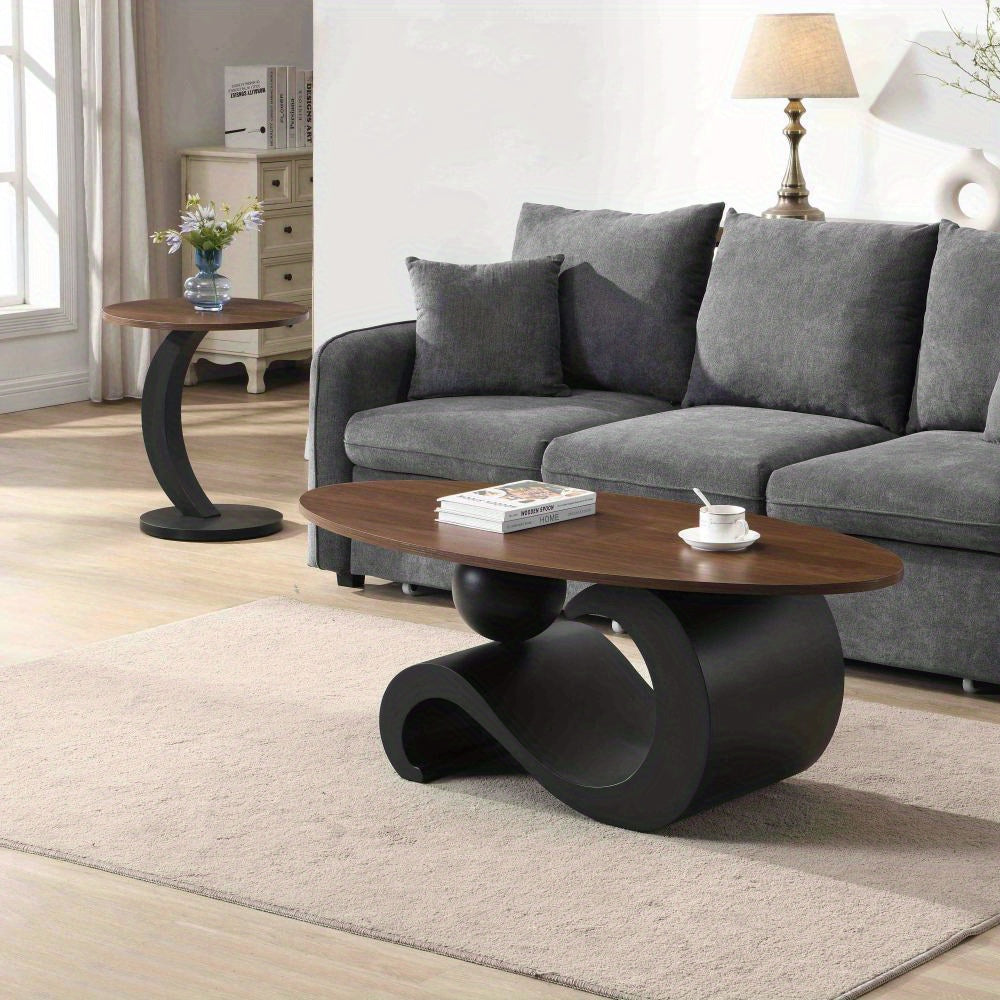 Black Nesting Coffee Table Set of 2 – Industrial Round Tables (Large + Small)
