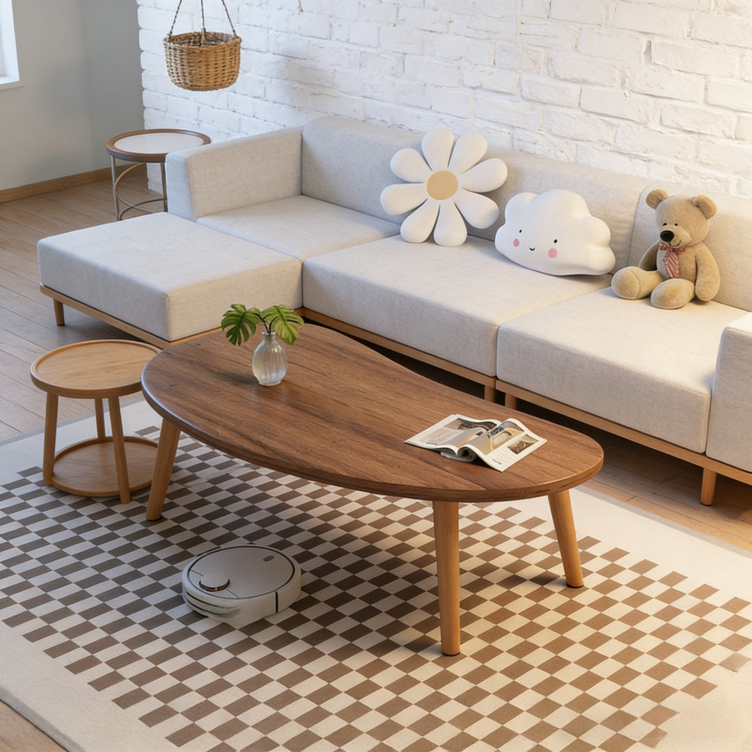 Minimalist Solid Wood Coffee Table – Natural Wood Grain Center Table