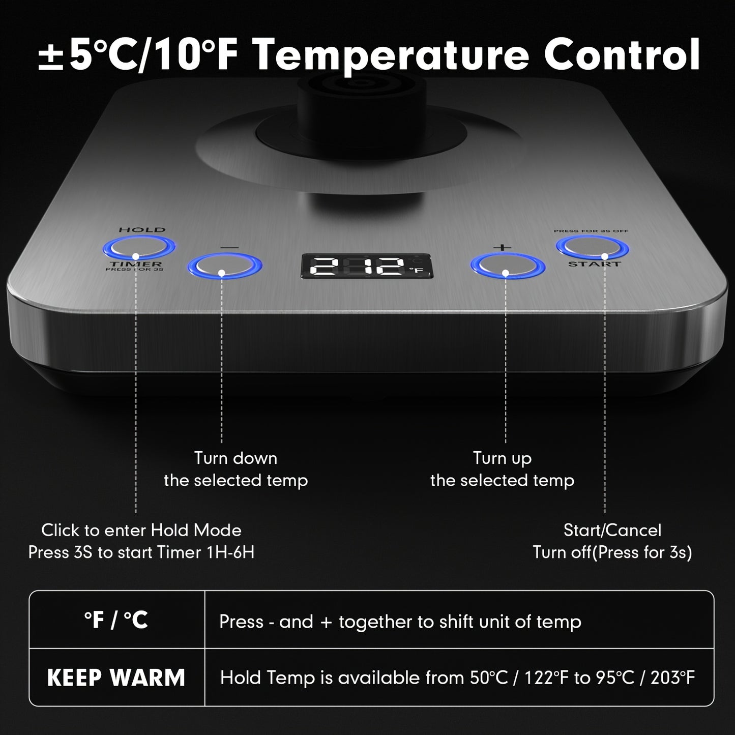 Electric Gooseneck Glass Kettle with Temperature Control, 1200W Rapid Boiling Electric Kettle for Pour-Over Tea Coffee, LCD Display, 1H Keep Warm, 0.8L, Silvery